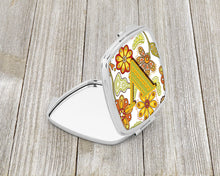 Load image into Gallery viewer, Letter V Floral Mustard and Green Compact Mirror – Stylish Purse Mirror with Artistic Covers CJ2003-VSCM