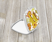 Load image into Gallery viewer, Letter W Floral Mustard and Green Compact Mirror – Stylish Purse Mirror with Artistic Covers CJ2003-WSCM