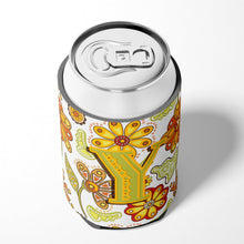Load image into Gallery viewer, Letter Y Floral Mustard and Green Can or Bottle Hugger CJ2003-YCC