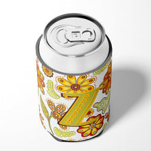 Load image into Gallery viewer, Letter Z Floral Mustard and Green Can or Bottle Hugger CJ2003-ZCC