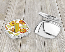 Load image into Gallery viewer, Letter Z Floral Mustard and Green Compact Mirror – Stylish Purse Mirror with Artistic Covers CJ2003-ZSCM