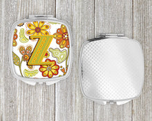 Load image into Gallery viewer, Letter Z Floral Mustard and Green Compact Mirror – Stylish Purse Mirror with Artistic Covers CJ2003-ZSCM