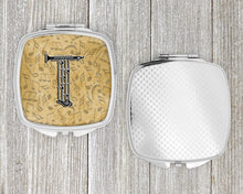 Load image into Gallery viewer, Letter T Musical Instrument Alphabet Compact Mirror – Stylish Purse Mirror with Artistic Covers CJ2004-TSCM