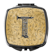 Load image into Gallery viewer, Letter T Musical Instrument Alphabet Compact Mirror – Stylish Purse Mirror with Artistic Covers CJ2004-TSCM
