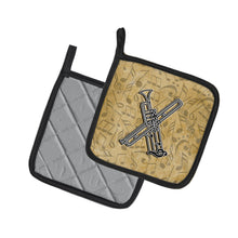 Load image into Gallery viewer, Letter X Musical Instrument Alphabet Pot Holders - Set of 2 - Heat-Resistant Kitchen Essentials CJ2004-XPTHD