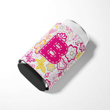 Load image into Gallery viewer, Letter B Flowers and Butterflies Pink Can or Bottle Hugger CJ2005-BCC