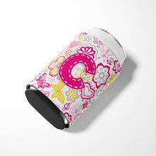 Load image into Gallery viewer, Letter C Flowers and Butterflies Pink Can or Bottle Hugger CJ2005-CCC