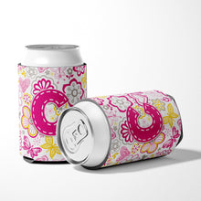 Load image into Gallery viewer, Letter C Flowers and Butterflies Pink Can or Bottle Hugger CJ2005-CCC
