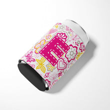 Load image into Gallery viewer, Letter E Flowers and Butterflies Pink Can or Bottle Hugger CJ2005-ECC