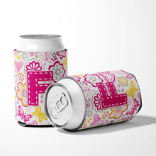 Load image into Gallery viewer, Letter F Flowers and Butterflies Pink Can or Bottle Hugger CJ2005-FCC