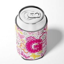 Load image into Gallery viewer, Letter G Flowers and Butterflies Pink Can or Bottle Hugger CJ2005-GCC