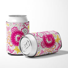 Load image into Gallery viewer, Letter G Flowers and Butterflies Pink Can or Bottle Hugger CJ2005-GCC