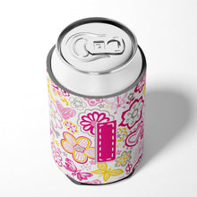 Load image into Gallery viewer, Letter I Flowers and Butterflies Pink Can or Bottle Hugger CJ2005-ICC