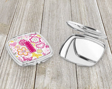 Load image into Gallery viewer, Letter I Flowers and Butterflies Pink Compact Mirror – Stylish Purse Mirror with Artistic Covers CJ2005-ISCM
