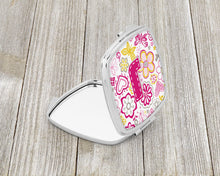 Load image into Gallery viewer, Letter J Flowers and Butterflies Pink Compact Mirror – Stylish Purse Mirror with Artistic Covers CJ2005-JSCM