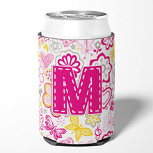 Load image into Gallery viewer, Letter M Flowers and Butterflies Pink Can or Bottle Hugger CJ2005-MCC