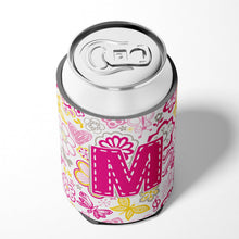 Load image into Gallery viewer, Letter M Flowers and Butterflies Pink Can or Bottle Hugger CJ2005-MCC
