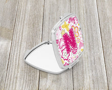 Load image into Gallery viewer, Letter N Flowers and Butterflies Pink Compact Mirror – Stylish Purse Mirror with Artistic Covers CJ2005-NSCM