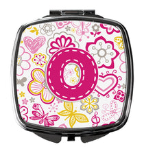 Load image into Gallery viewer, Letter O Flowers and Butterflies Pink Compact Mirror – Stylish Purse Mirror with Artistic Covers CJ2005-OSCM