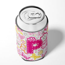 Load image into Gallery viewer, Letter P Flowers and Butterflies Pink Can or Bottle Hugger CJ2005-PCC