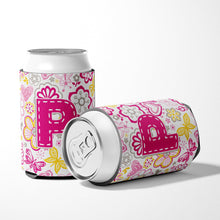 Load image into Gallery viewer, Letter P Flowers and Butterflies Pink Can or Bottle Hugger CJ2005-PCC
