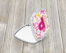 Load image into Gallery viewer, Letter P Flowers and Butterflies Pink Compact Mirror – Stylish Purse Mirror with Artistic Covers CJ2005-PSCM