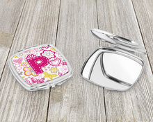 Load image into Gallery viewer, Letter P Flowers and Butterflies Pink Compact Mirror – Stylish Purse Mirror with Artistic Covers CJ2005-PSCM