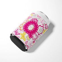 Load image into Gallery viewer, Letter Q Flowers and Butterflies Pink Can or Bottle Hugger CJ2005-QCC