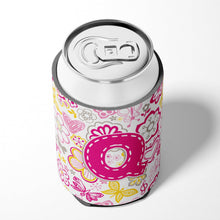 Load image into Gallery viewer, Letter Q Flowers and Butterflies Pink Can or Bottle Hugger CJ2005-QCC