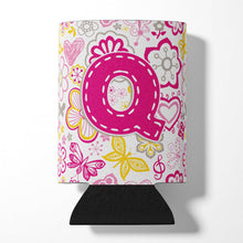 Load image into Gallery viewer, Letter Q Flowers and Butterflies Pink Can or Bottle Hugger CJ2005-QCC