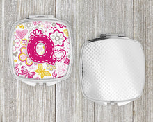 Load image into Gallery viewer, Letter Q Flowers and Butterflies Pink Compact Mirror – Stylish Purse Mirror with Artistic Covers CJ2005-QSCM