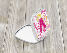 Load image into Gallery viewer, Letter V Flowers and Butterflies Pink Compact Mirror – Stylish Purse Mirror with Artistic Covers CJ2005-VSCM