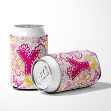 Load image into Gallery viewer, Letter Y Flowers and Butterflies Pink Can or Bottle Hugger CJ2005-YCC