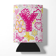 Load image into Gallery viewer, Letter Y Flowers and Butterflies Pink Can or Bottle Hugger CJ2005-YCC