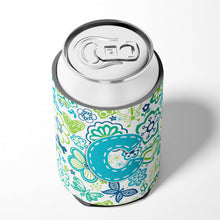 Load image into Gallery viewer, Letter C Flowers and Butterflies Teal Blue Can or Bottle Hugger CJ2006-CCC