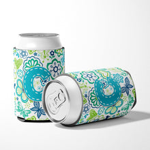 Load image into Gallery viewer, Letter C Flowers and Butterflies Teal Blue Can or Bottle Hugger CJ2006-CCC