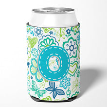 Load image into Gallery viewer, Letter O Flowers and Butterflies Teal Blue Can or Bottle Hugger CJ2006-OCC