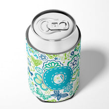Load image into Gallery viewer, Letter O Flowers and Butterflies Teal Blue Can or Bottle Hugger CJ2006-OCC