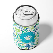 Load image into Gallery viewer, Letter Q Flowers and Butterflies Teal Blue Can or Bottle Hugger CJ2006-QCC