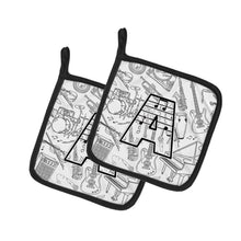 Load image into Gallery viewer, Letter A Musical Note Letters Pot Holders - Set of 2 - Heat-Resistant Kitchen Essentials CJ2007-APTHD