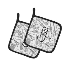 Load image into Gallery viewer, Letter J Musical Note Letters Pot Holders - Set of 2 - Heat-Resistant Kitchen Essentials CJ2007-JPTHD
