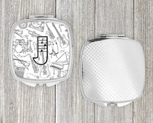 Load image into Gallery viewer, Letter J Musical Note Letters Compact Mirror – Stylish Purse Mirror with Artistic Covers CJ2007-JSCM