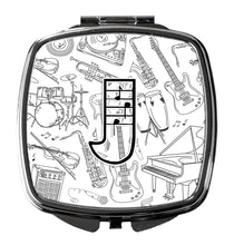 Load image into Gallery viewer, Letter J Musical Note Letters Compact Mirror – Stylish Purse Mirror with Artistic Covers CJ2007-JSCM
