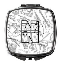 Load image into Gallery viewer, Letter N Musical Note Letters Compact Mirror – Stylish Purse Mirror with Artistic Covers CJ2007-NSCM