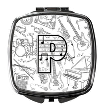 Load image into Gallery viewer, Letter P Musical Note Letters Compact Mirror – Stylish Purse Mirror with Artistic Covers CJ2007-PSCM