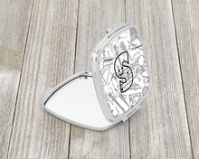 Load image into Gallery viewer, Letter S Musical Note Letters Compact Mirror – Stylish Purse Mirror with Artistic Covers CJ2007-SSCM
