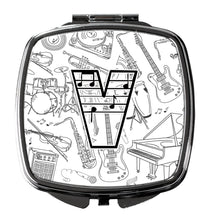 Load image into Gallery viewer, Letter V Musical Note Letters Compact Mirror – Stylish Purse Mirror with Artistic Covers CJ2007-VSCM