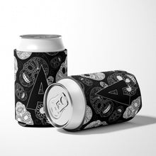 Load image into Gallery viewer, Letter A Day of the Dead Skulls Black Can or Bottle Hugger CJ2008-ACC