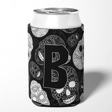 Load image into Gallery viewer, Letter B Day of the Dead Skulls Black Can or Bottle Hugger CJ2008-BCC