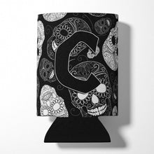 Load image into Gallery viewer, Letter C Day of the Dead Skulls Black Can or Bottle Hugger CJ2008-CCC